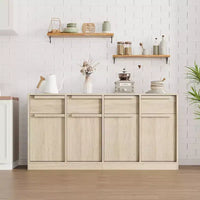 Buffet enfilade 62,4 po, grand meuble de rangement avec 4 portes et 4 tiroirs, meuble de rangement moderne à étagères réglables, bar à café en bois