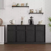 Buffet enfilade 62,4 po, grand meuble de rangement avec 4 portes et 4 tiroirs, meuble de rangement moderne à étagères réglables, bar à café en bois