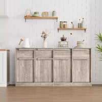Buffet enfilade 62,4 po, grand meuble de rangement avec 4 portes et 4 tiroirs, meuble de rangement moderne à étagères réglables, bar à café en bois