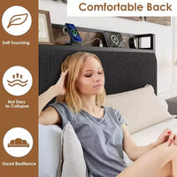 Cadre de lit taille Twin XL avec tête de lit de rangement, tapissé en velours côtelé, 2 tiroirs de rangement et station de recharge, sans sommier requis, sans bruit