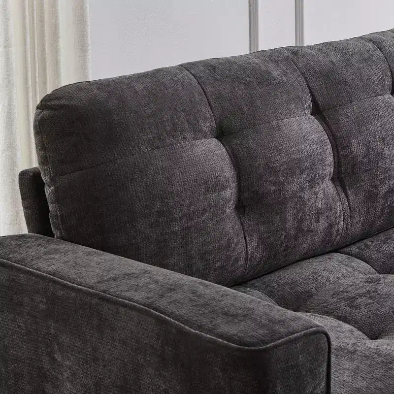 Canapé sectionnel Whisen 126 avec console centrale, porte-gobelets, sectionnel en U, haut-parleurs Bluetooth intégrés et 2 poufs de rangement pour salon