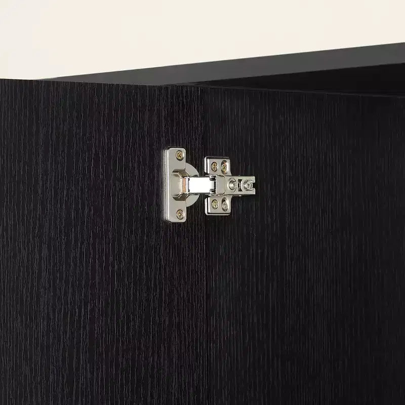 Buffet enfilade JVNOXK 63 po à rayures verticales avec rangement, meuble TV au design ondulé incurvé pour salon, chambre, couloir, noir