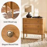 Table d'appoint Noah Modern 26W à 3 tiroirs avec pieds en bois massif et prise intégrée|ART OF LIVING DESIGNS-CHÊNE