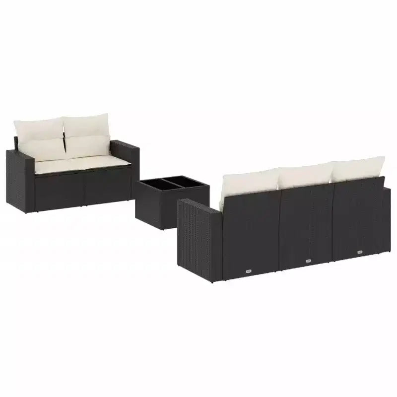 vidaXL Salon de jardin 6 pièces Noir, Blanc crème