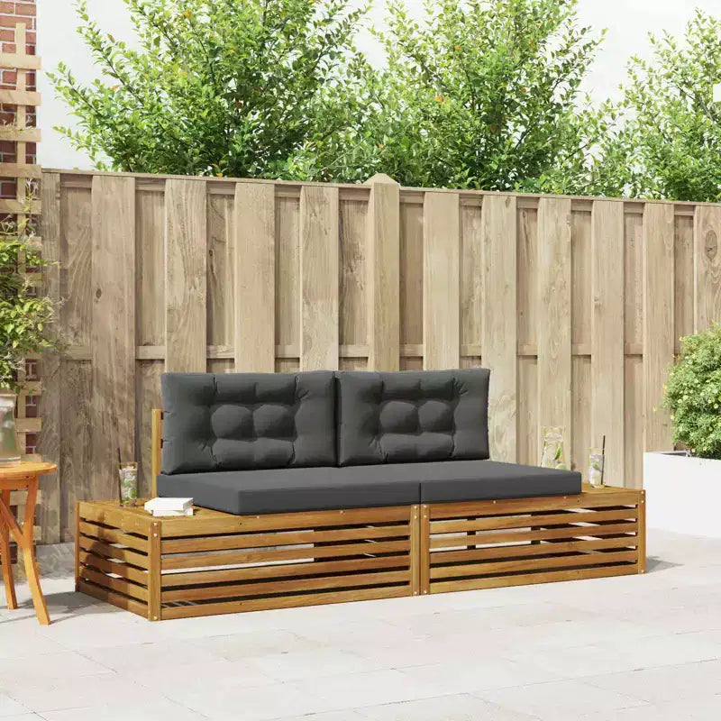 Ensemble canapé d'extérieur vidaXL avec coussin 2 pièces naturel et anthracite