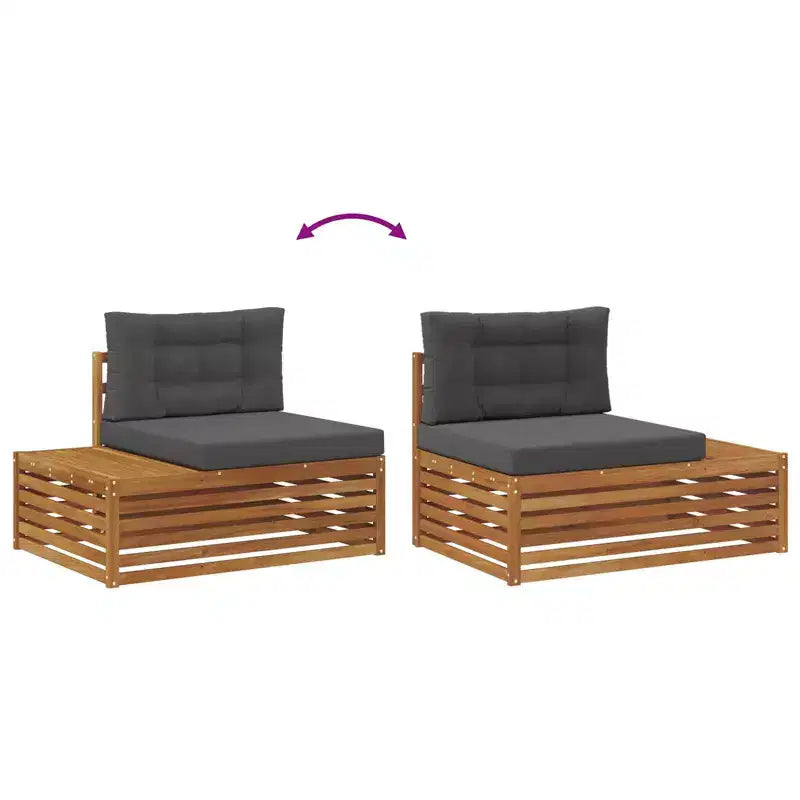 Ensemble canapé d'extérieur vidaXL avec coussin 2 pièces naturel et anthracite
