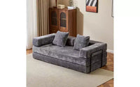 MooxvMoo Canapé-lit convertible, futon en velours côtelé avec oreillers, pour salon et chambre, gris