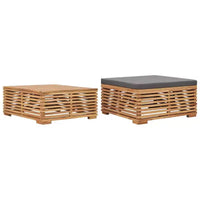 vidaXL Table de jardin gris foncé, teck naturel Bois de teck massif Taille moyenne