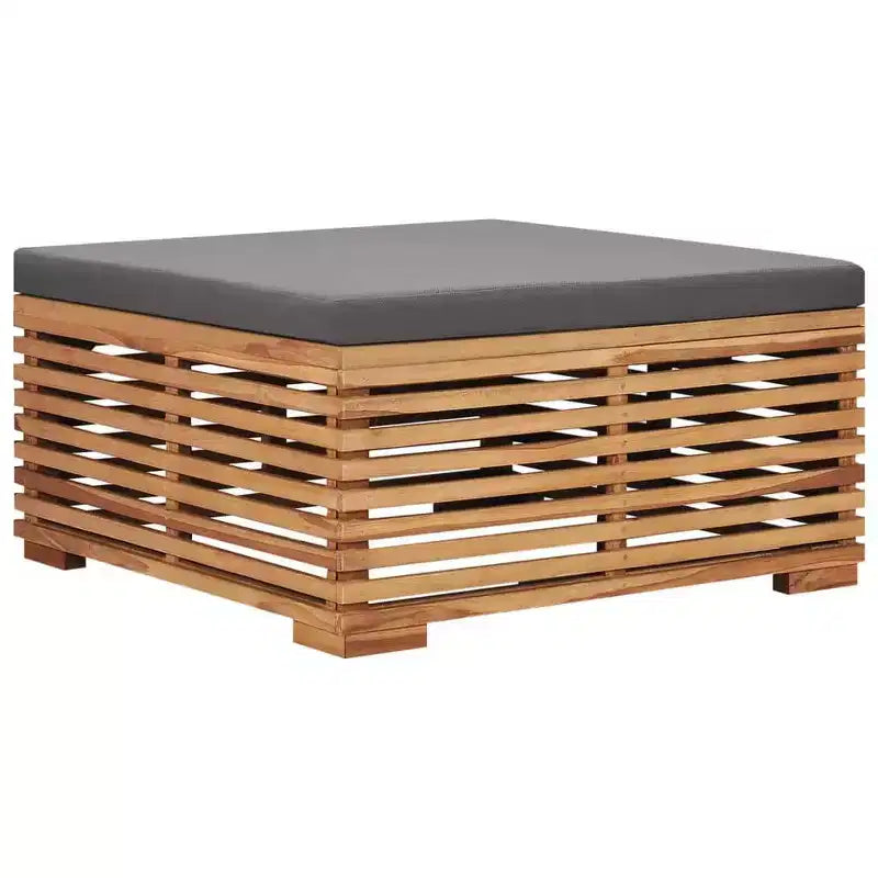 Table de jardin vidaXL gris foncé, teck naturel, bois de teck massif, moyenne