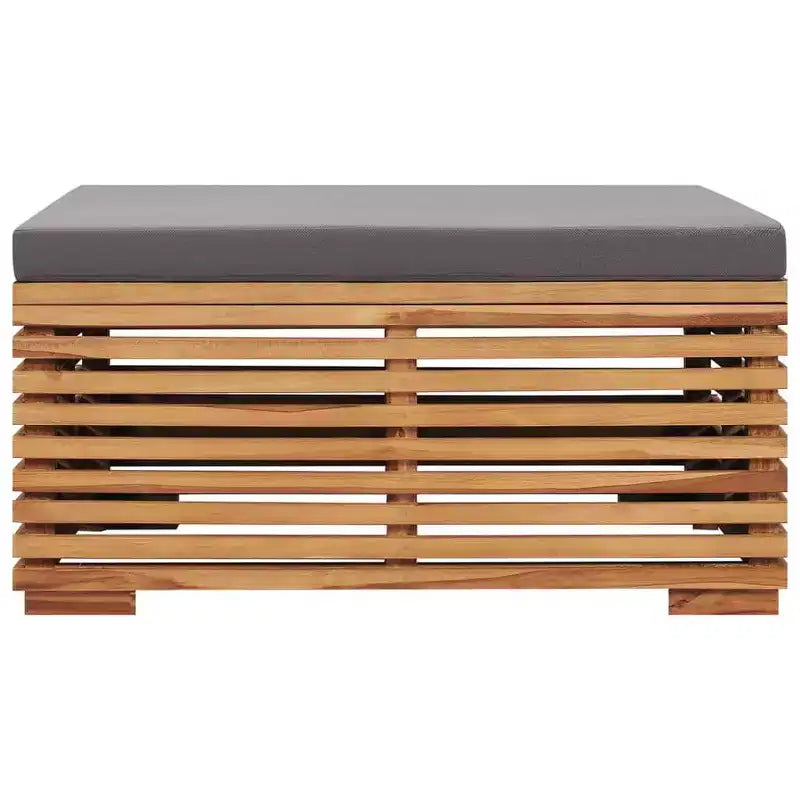 Table de jardin vidaXL gris foncé, teck naturel, bois de teck massif, moyenne