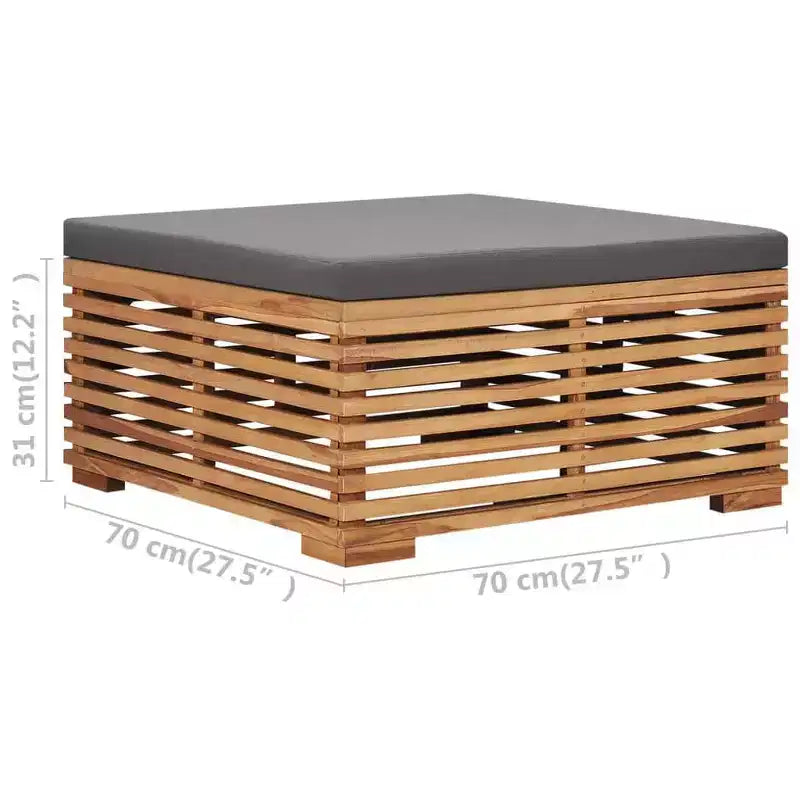 Table de jardin vidaXL gris foncé, teck naturel, bois de teck massif, moyenne