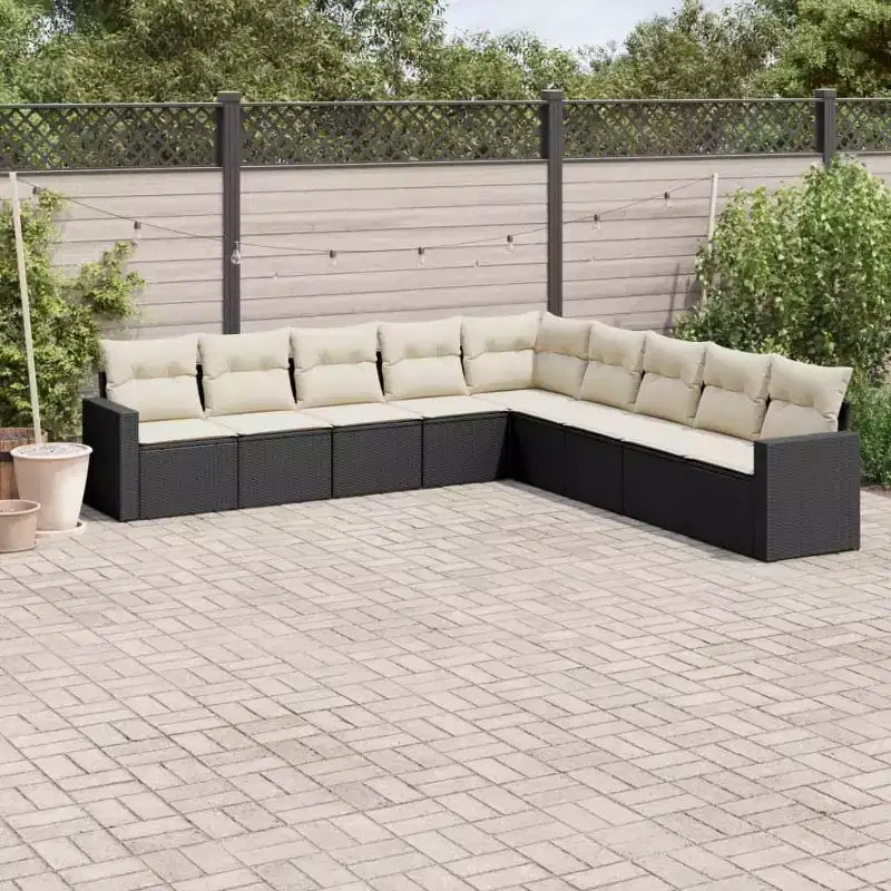 Ensemble canapé de jardin vidaXL noir et blanc crème