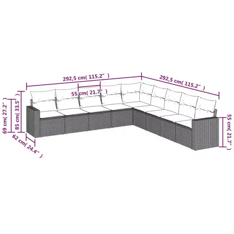 Ensemble canapé de jardin vidaXL noir et blanc crème