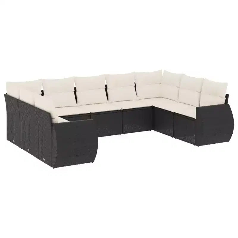 Ensemble canapé de jardin vidaXL noir, blanc crème