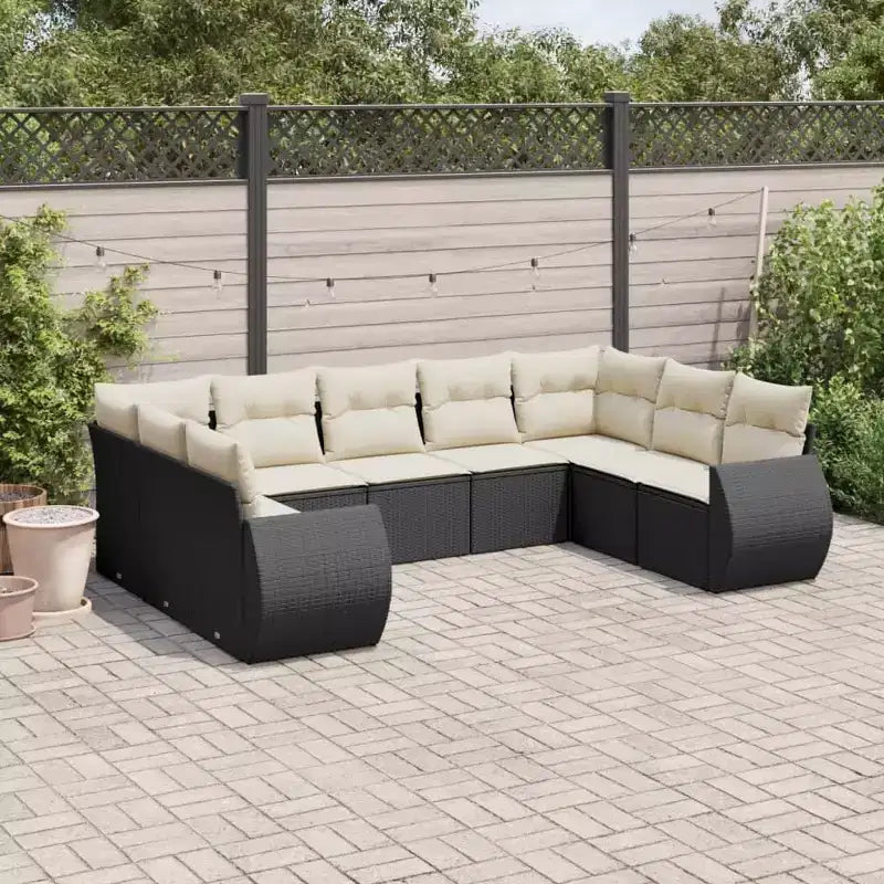 Ensemble canapé de jardin vidaXL noir, blanc crème