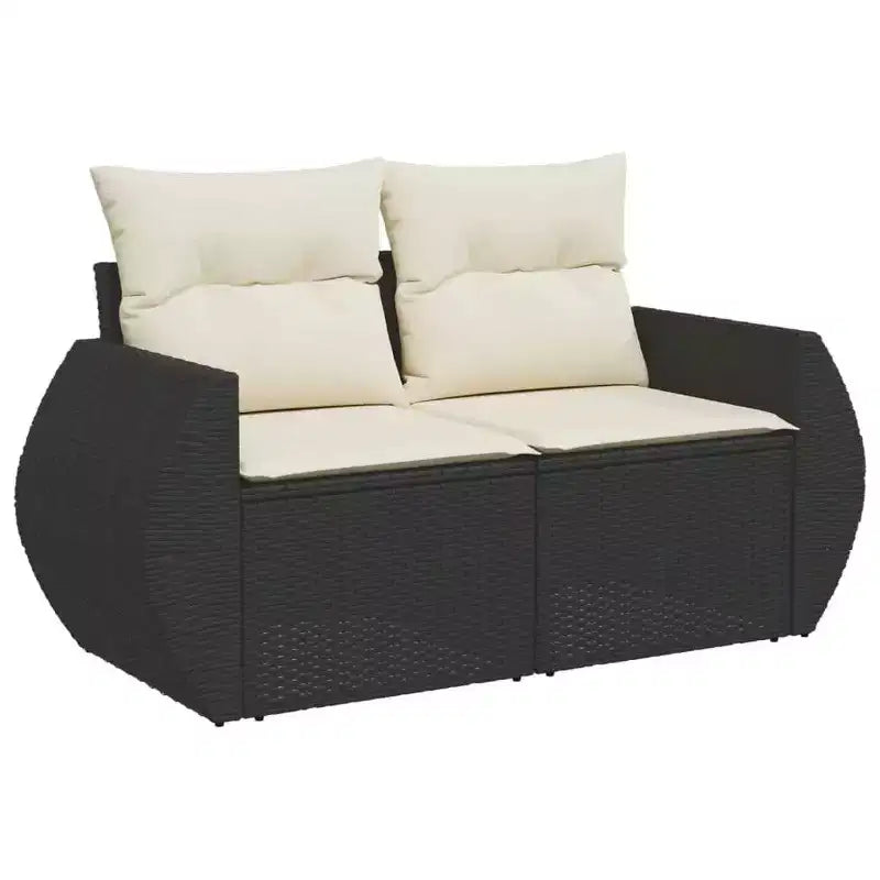 Ensemble canapé de jardin vidaXL noir, blanc crème
