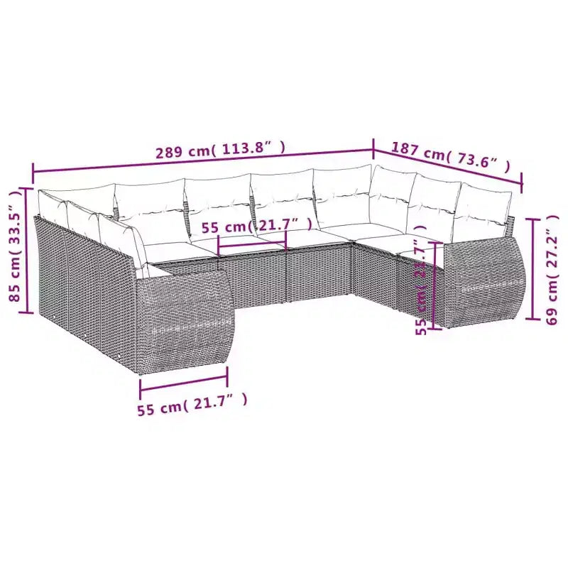 Ensemble canapé de jardin vidaXL noir, blanc crème