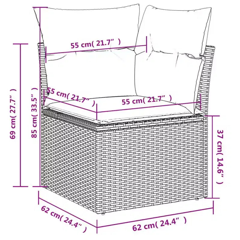 Ensemble canapé de jardin vidaXL noir, blanc crème