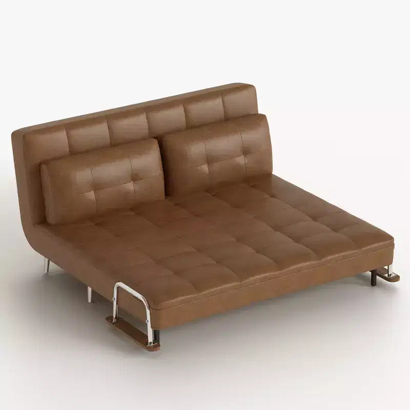 Canapé-lit convertible moderne en simili cuir, causeuse dépliable avec accoudoirs en bois, Gaoyangjiaju