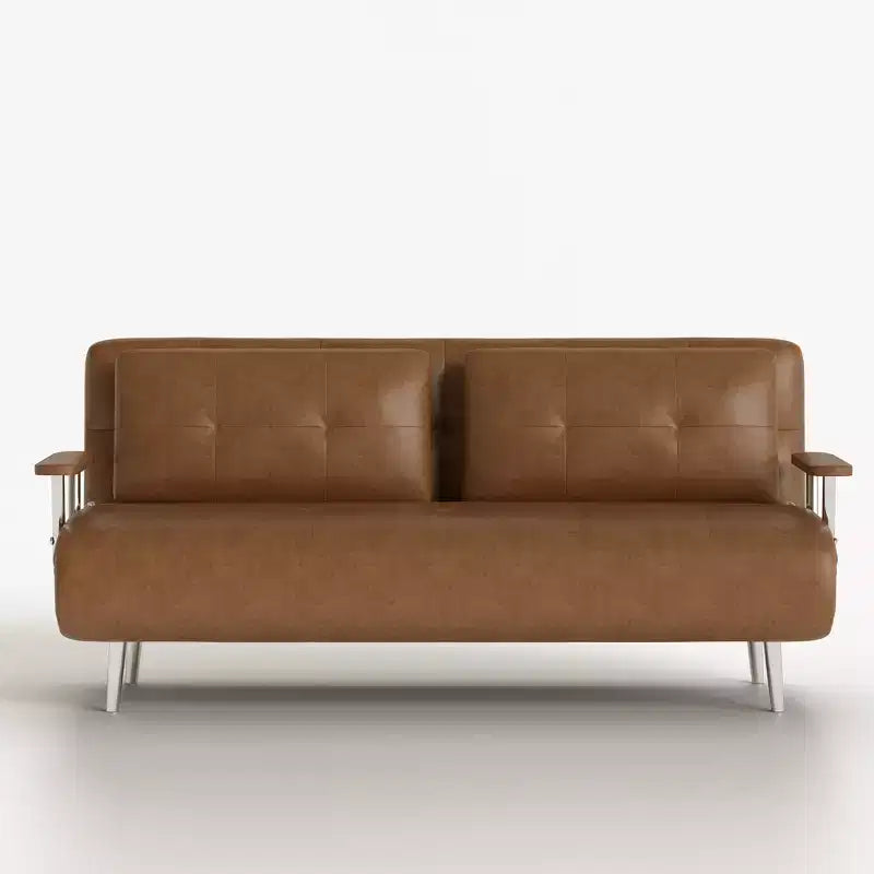 Canapé-lit convertible moderne en simili cuir, causeuse dépliable avec accoudoirs en bois, Gaoyangjiaju