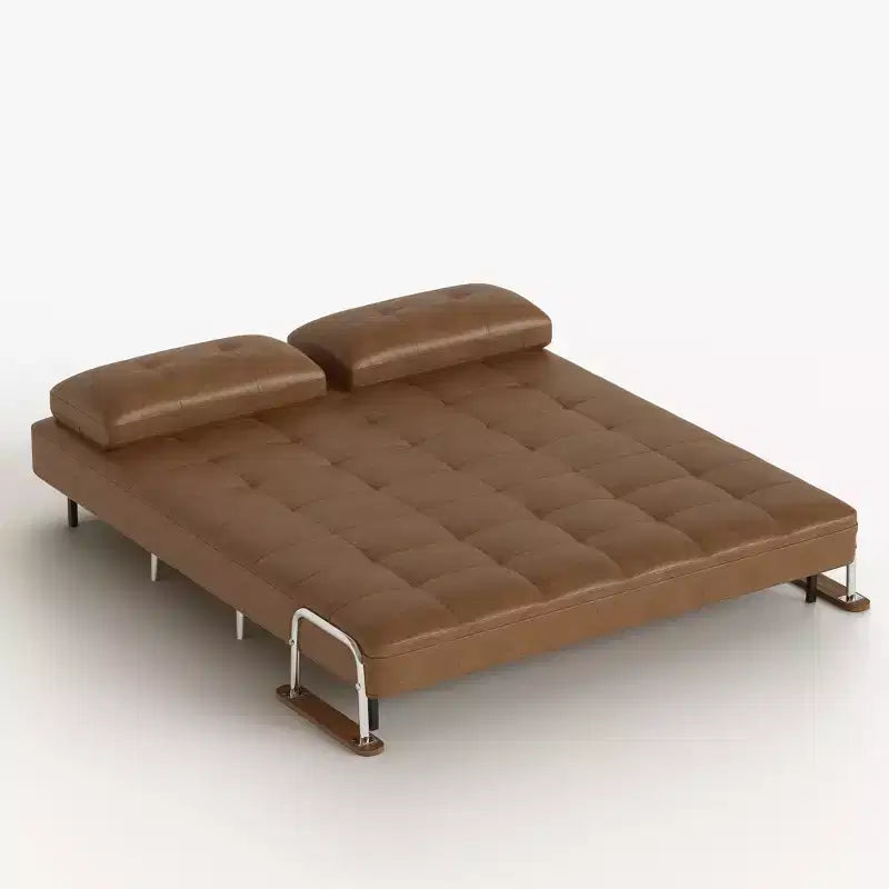 Canapé-lit convertible moderne en simili cuir, causeuse dépliable avec accoudoirs en bois, Gaoyangjiaju