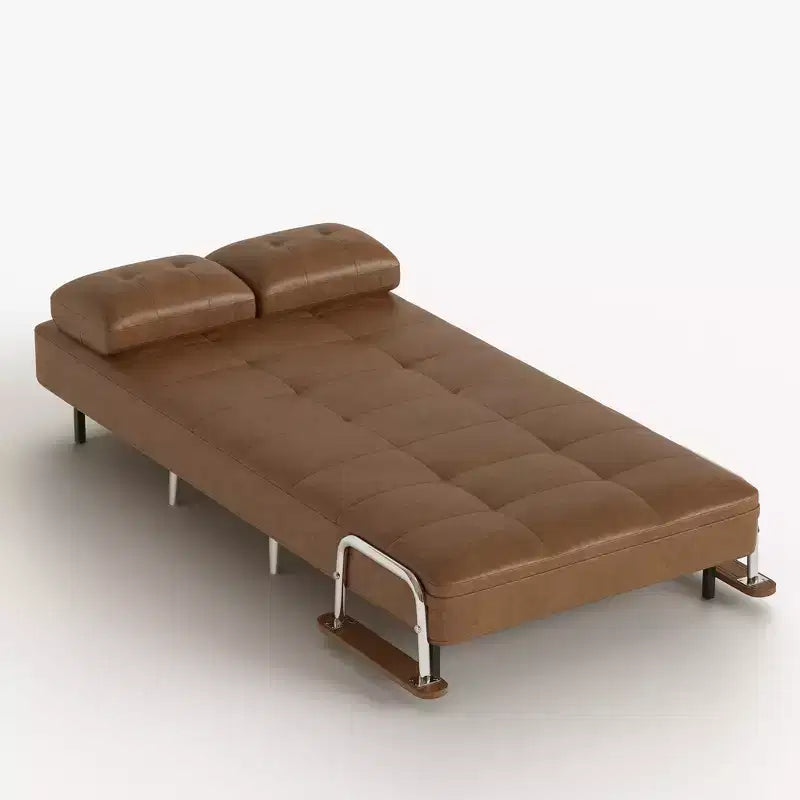 Canapé-lit convertible moderne en simili cuir, causeuse dépliable avec accoudoirs en bois, Gaoyangjiaju