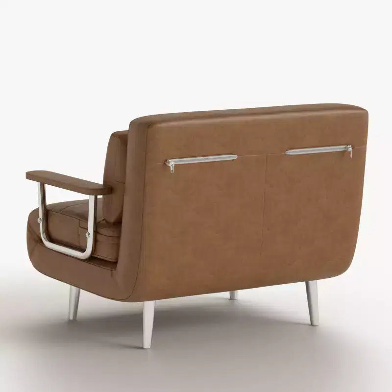 Canapé-lit convertible moderne en simili cuir, causeuse dépliable avec accoudoirs en bois, Gaoyangjiaju
