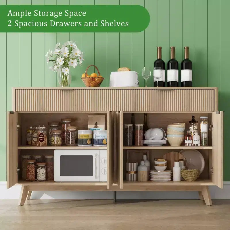 Buffet enfilade, 2 tiroirs, 4 portes, étagères réglables, rangement, pour maison, salon