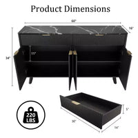 Buffet enfilade, 2 tiroirs, 4 portes, étagères réglables, rangement, pour maison, salon