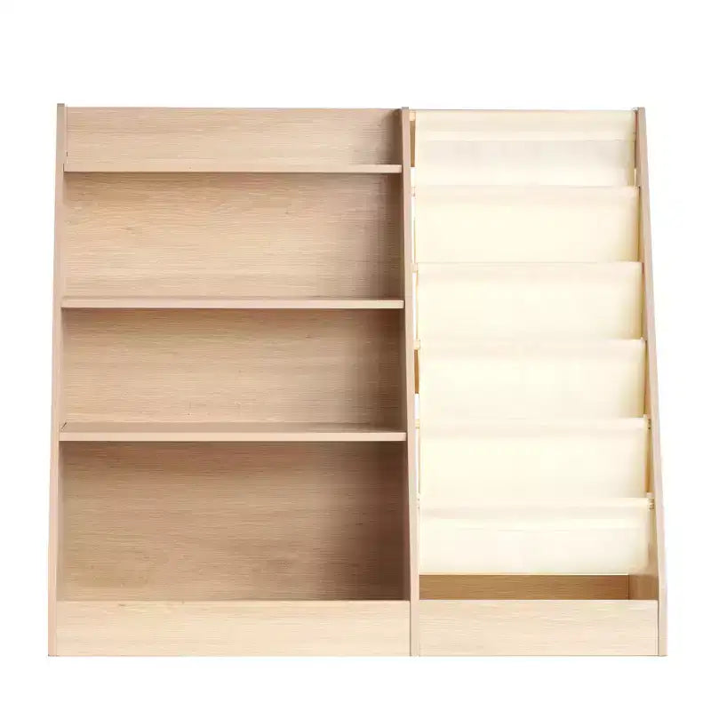 Bibliothèque pour enfants à 4 niveaux et organisateur de rangement de jouets avec rack à livres en bandoulière à 6 couches pour salle de jeux, chambre d'enfant, jardin d'enfants et chambre