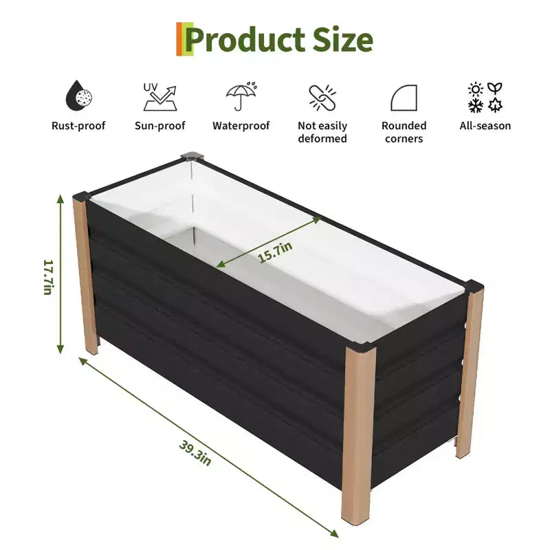 Grande jardinière rectangulaire en aluminium blanc, bac de jardin surélevé extra long avec coins arrondis et bords de sécurité anti-coupure