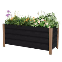 Grande jardinière rectangulaire en aluminium blanc, bac de jardin surélevé extra long avec coins arrondis et bords de sécurité anti-coupure