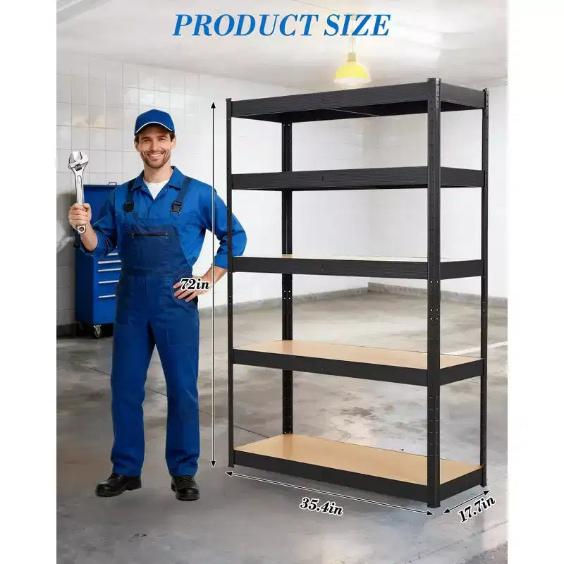 Étagères de rangement, étagères de garage robustes 36x18x72 en métal réglables, unités d'étagères réglables à 5 niveaux, racks utilitaires de rangement en métal