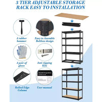 Étagères de rangement, étagères de garage robustes 36x18x72 en métal réglables, unités d'étagères réglables à 5 niveaux, racks utilitaires de rangement en métal