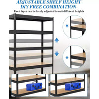 Étagères de rangement, étagères de garage robustes 36x18x72 en métal réglables, unités d'étagères réglables à 5 niveaux, racks utilitaires de rangement en métal
