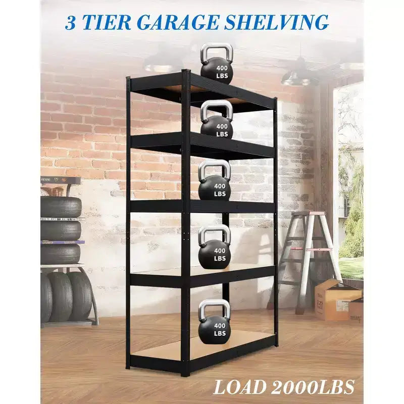 Étagères de rangement, étagères de garage robustes 36x18x72 en métal réglables, unités d'étagères réglables à 5 niveaux, racks utilitaires de rangement en métal
