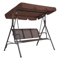 Balancelle de patio extérieure robuste 3 places avec auvent réglable, imperméable et résistante aux UV, pieds antidérapants et crochets à ressort solides, parfaite pour patio