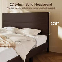 Dyonery - Cadre de lit en bois taille Queen, lit plateforme avec haute tête de lit, support à lattes en bois massif, support de matelas sans bruit, sans sommier requis