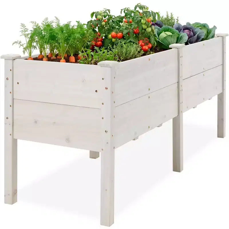 Jardin surélevé Best Choice Products 72 x 24 x 30 po, profondeur supplémentaire de 16 po, support de jardinière surélevé en bois - Blanc