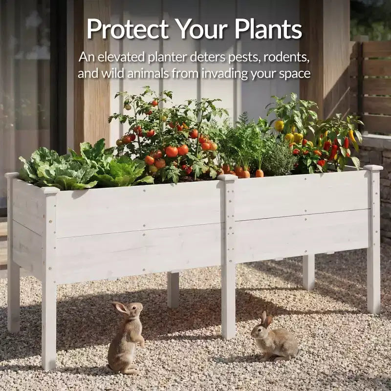 Best Choice Products Carré potager surélevé 72 x 24 x 30, extra profond 16 de profondeur, jardinière sur pied en bois - Blanc