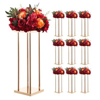 VEVOR Présentoir à fleurs de mariage, 10 colonnes de présentoir à fleurs 23,62 pouces, supports floraux avec plateau en métal, présentoir floral cylindrique cubique, Or