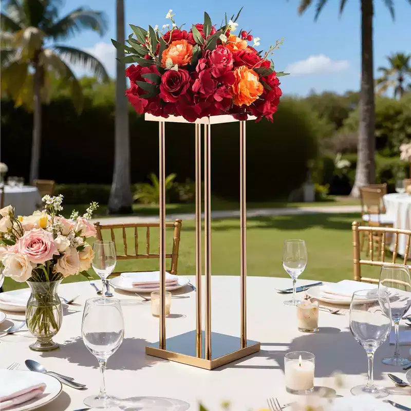 VEVOR Présentoir à fleurs de mariage, 10 colonnes de présentoir à fleurs 23,62 pouces, supports floraux avec plateau en métal, présentoir floral cylindrique cubique, Or