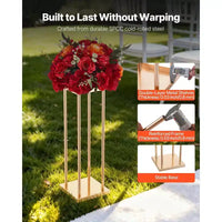 VEVOR Présentoir à fleurs de mariage, 10 colonnes de présentoir à fleurs 23,62 pouces, supports floraux avec plateau en métal, présentoir floral cylindrique cubique, Or