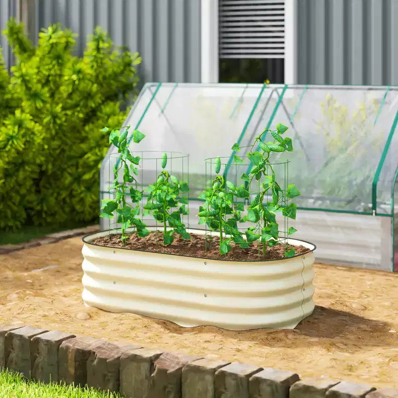 Kit de carré potager surélevé galvanisé, jardinière en métal avec bordure de sécurité