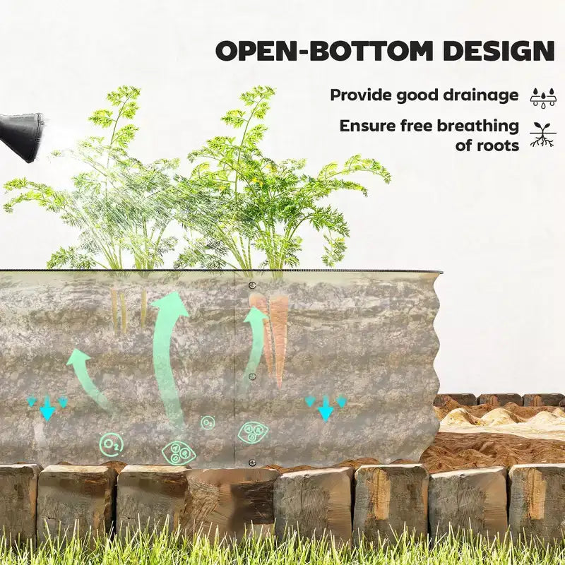 Kit de carré potager surélevé galvanisé, jardinière en métal avec bordure de sécurité