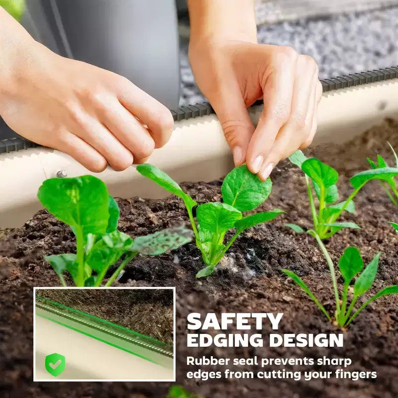 Kit de carré potager surélevé galvanisé, jardinière en métal avec bordure de sécurité