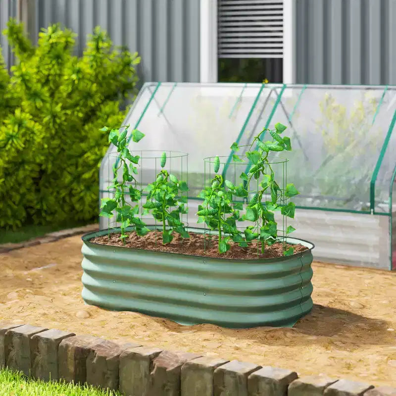 Kit de carré potager surélevé galvanisé, jardinière en métal avec bordure de sécurité