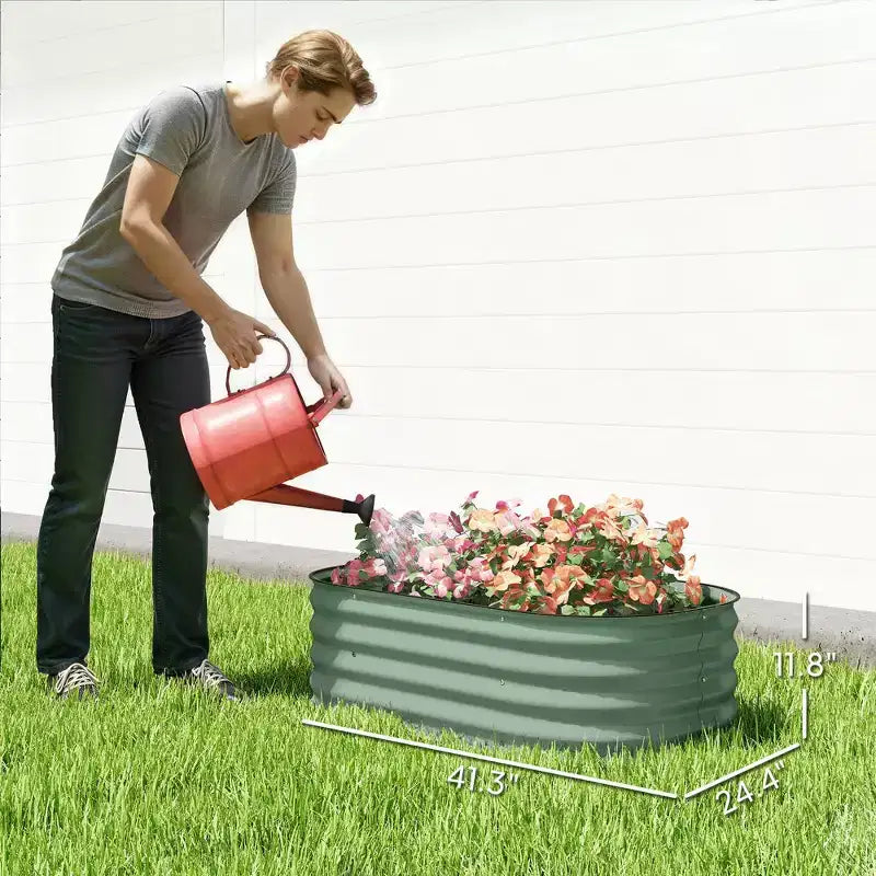 Kit de carré potager surélevé galvanisé, jardinière en métal avec bordure de sécurité