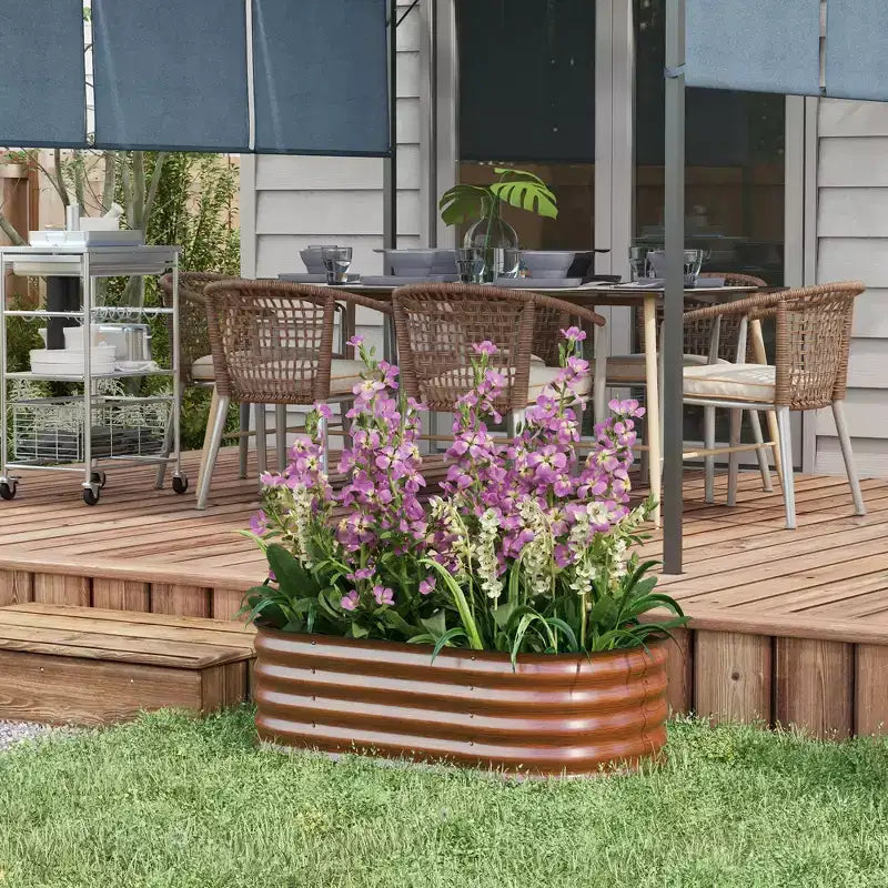 Kit de carré potager surélevé galvanisé, jardinière en métal avec bordure de sécurité