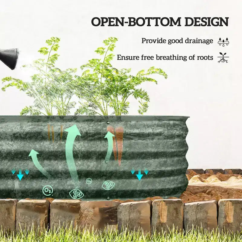 Kit de carré potager surélevé galvanisé, jardinière en métal avec bordure de sécurité